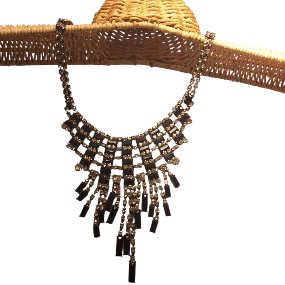 Stunning Black & Gun Metal Maximalist Statement Necklace Some Missing Stones - Picture 5 of 8